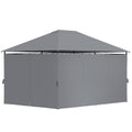 13'x 10' Soft-top Steel Patio Gazebo Canopy Party Tent with 6 Removable Curtains and Drainage Holes, Grey