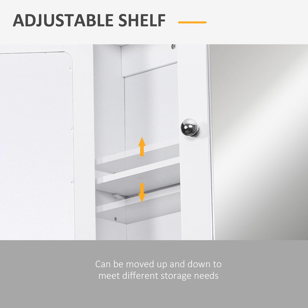 Medicine Cabinet, Wall-Mounted Bathroom Mirror Cabinet with Double Doors, Open Shelf, and Adjustable Shelf, Modern Bathroom Wall Cabinet, White
