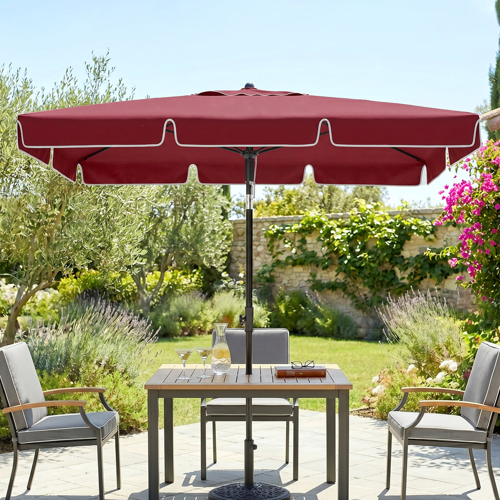 6.5x4ft Rectangle Patio Umbrella Aluminum Tilt Adjustable Garden Parasol Sun Shade Outdoor Canopy Green