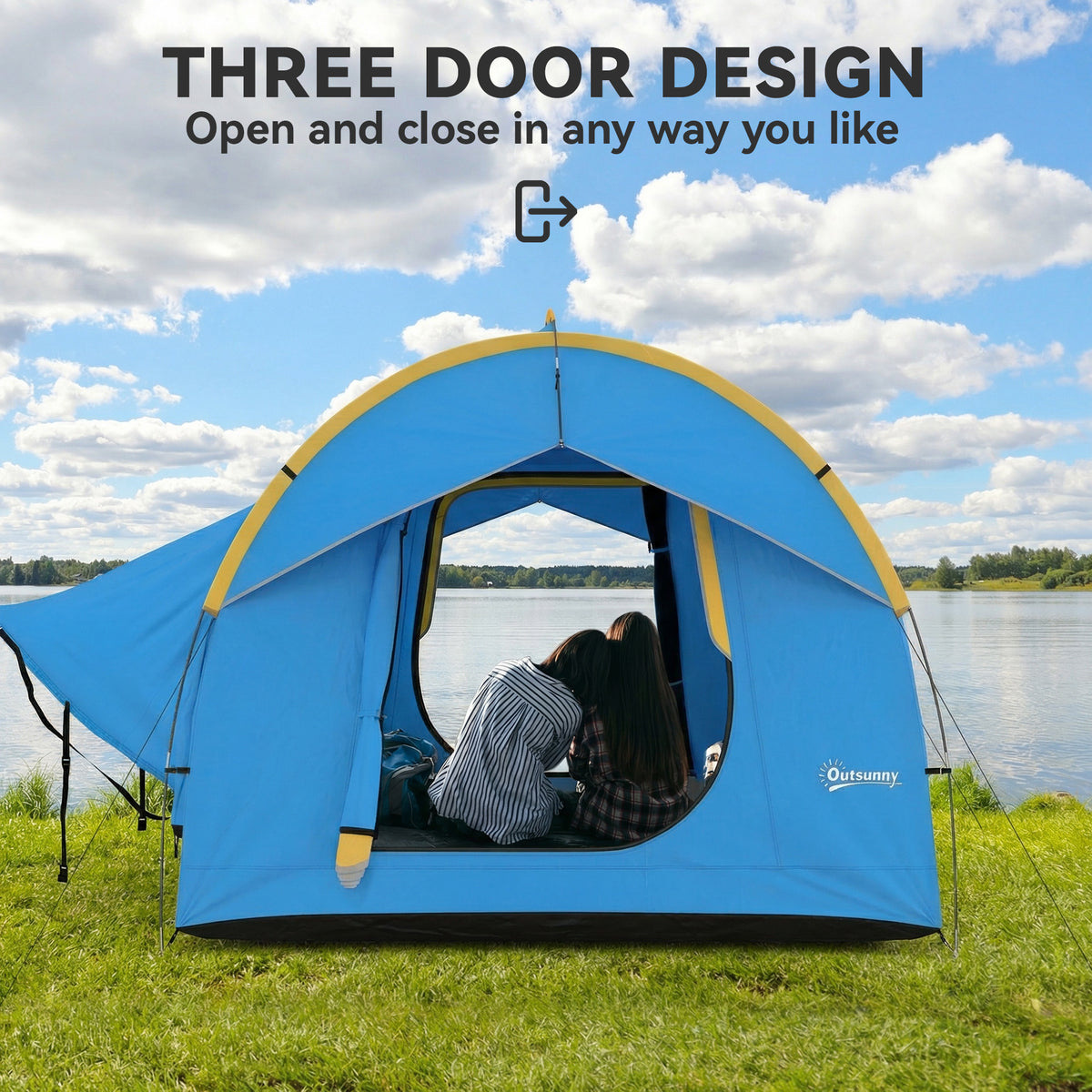 3000mm Waterproof SUV Tent, Car Tent with 3 Doors and Mesh Window, for 5-6 Person Camping Travel, Blue and Orange
