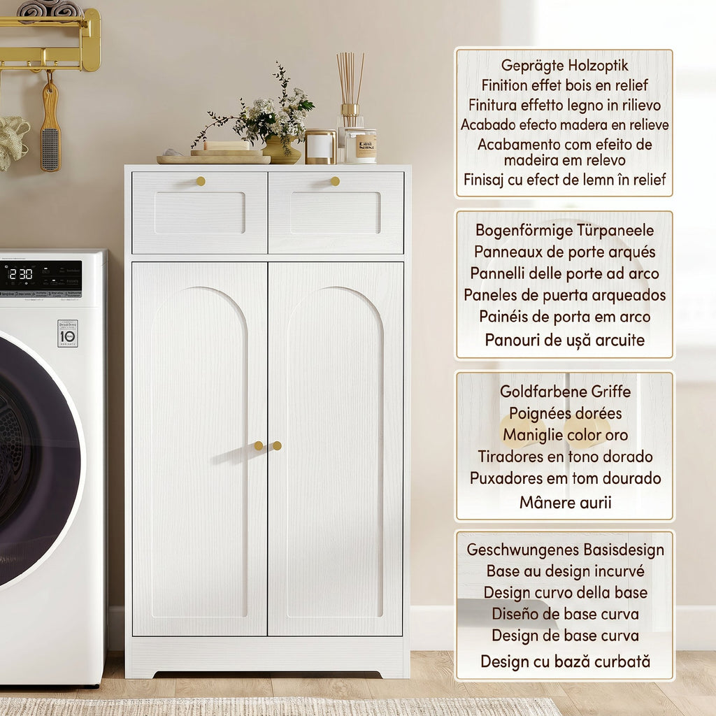 Bathroom Floor Cabinet with 2 Drawers - White