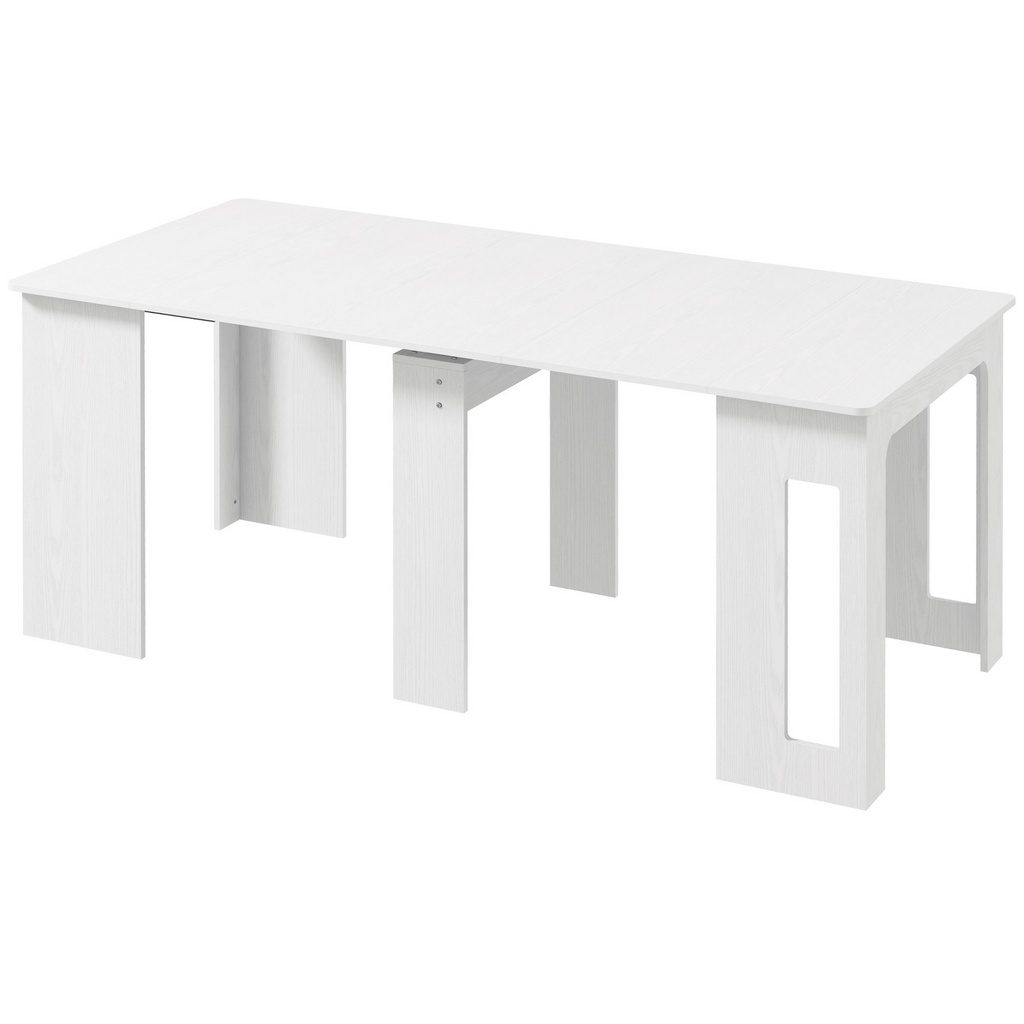 23.6"-70.9" Extendable Dining Table for 6-8 People, Space-Saving Rectangular Kitchen Table for Small Spaces, Dining Room, Kitchen, Living Room, White
