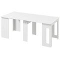23.6"-70.9" Extendable Dining Table for 6-8 People, Space-Saving Rectangular Kitchen Table for Small Spaces, Dining Room, Kitchen, Living Room, White