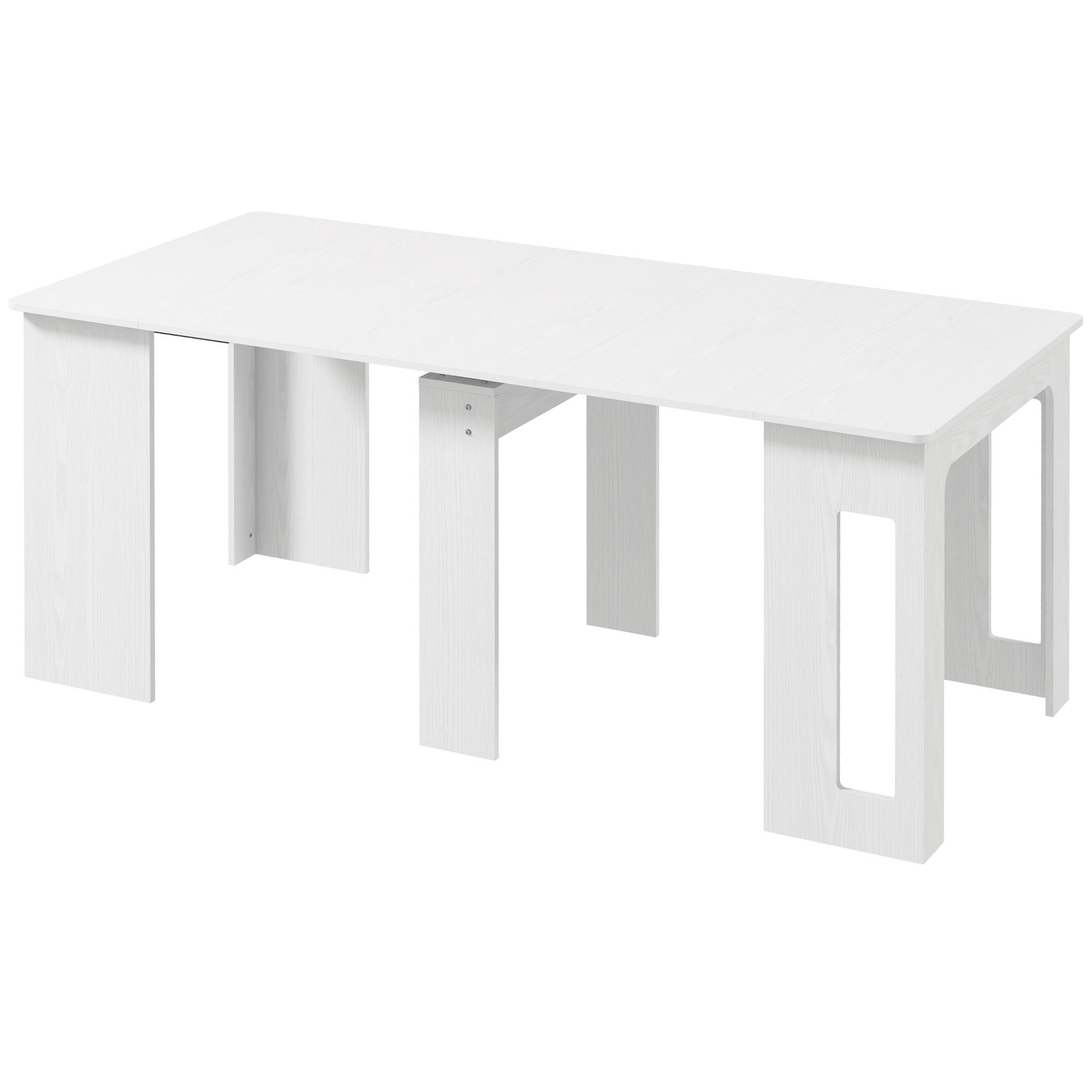 23.6"-70.9" Extendable Dining Table for 6-8 People, Space-Saving Rectangular Kitchen Table for Small Spaces, Dining Room, Kitchen, Living Room, White