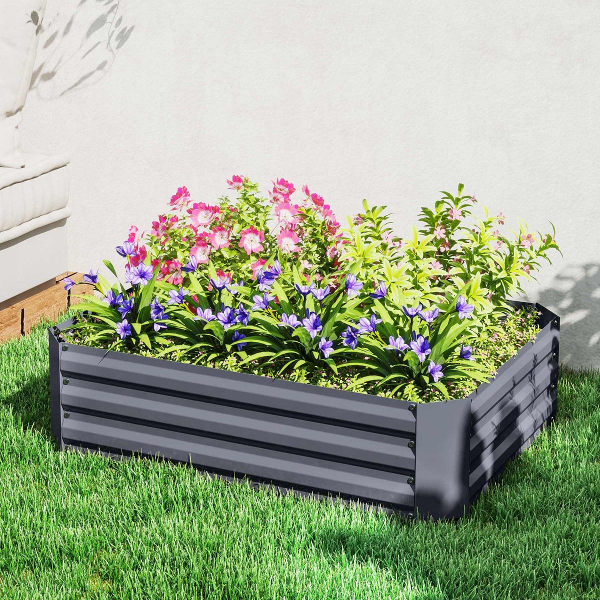 Galvanized Raised Garden Bed, 4' x 3' x 1' Outdoor Metal Planter Box, Raised Bed for Growing Flowers Herbs, Dark Green