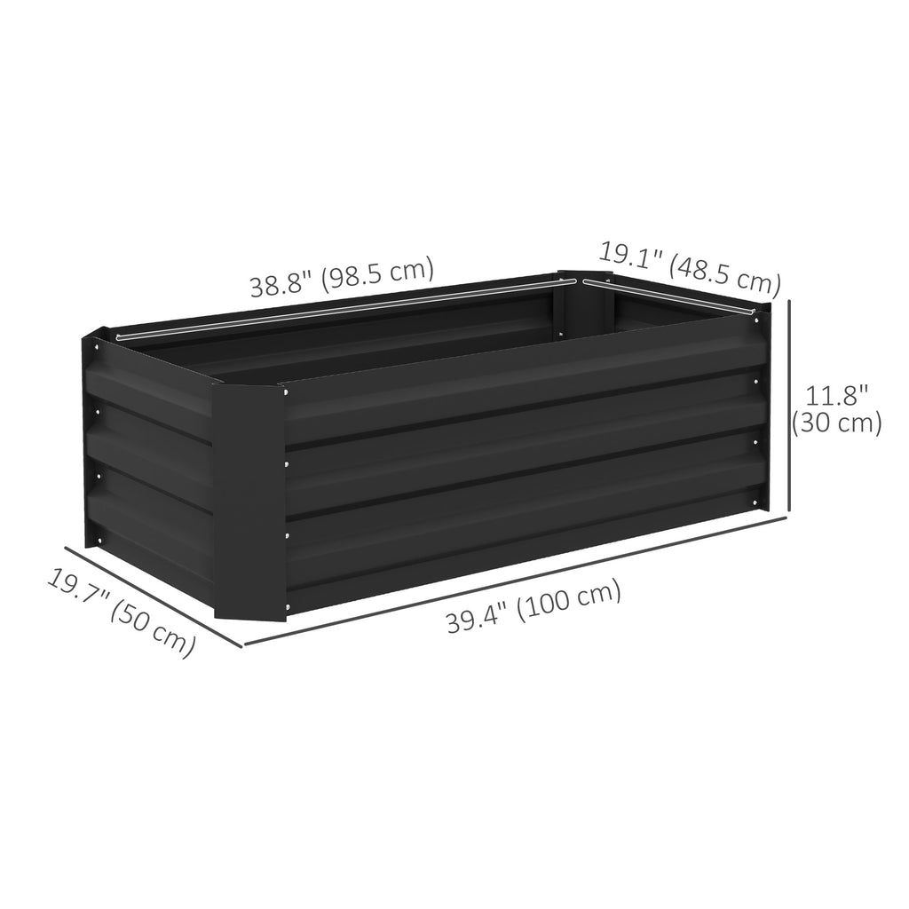 Set of 2 Raised Garden Bed, Steel Elevated Planter Box for Flowers, Herbs, Succulents, 39"x20"x12", Green