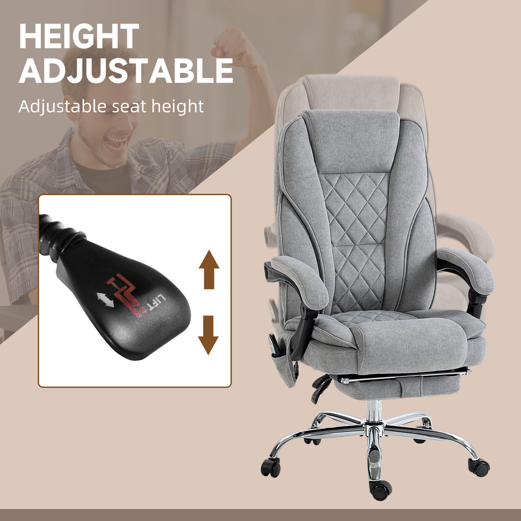 Massage Office Chair, Reclining Computer Chair with Adjustable Height and Footrest, Brown