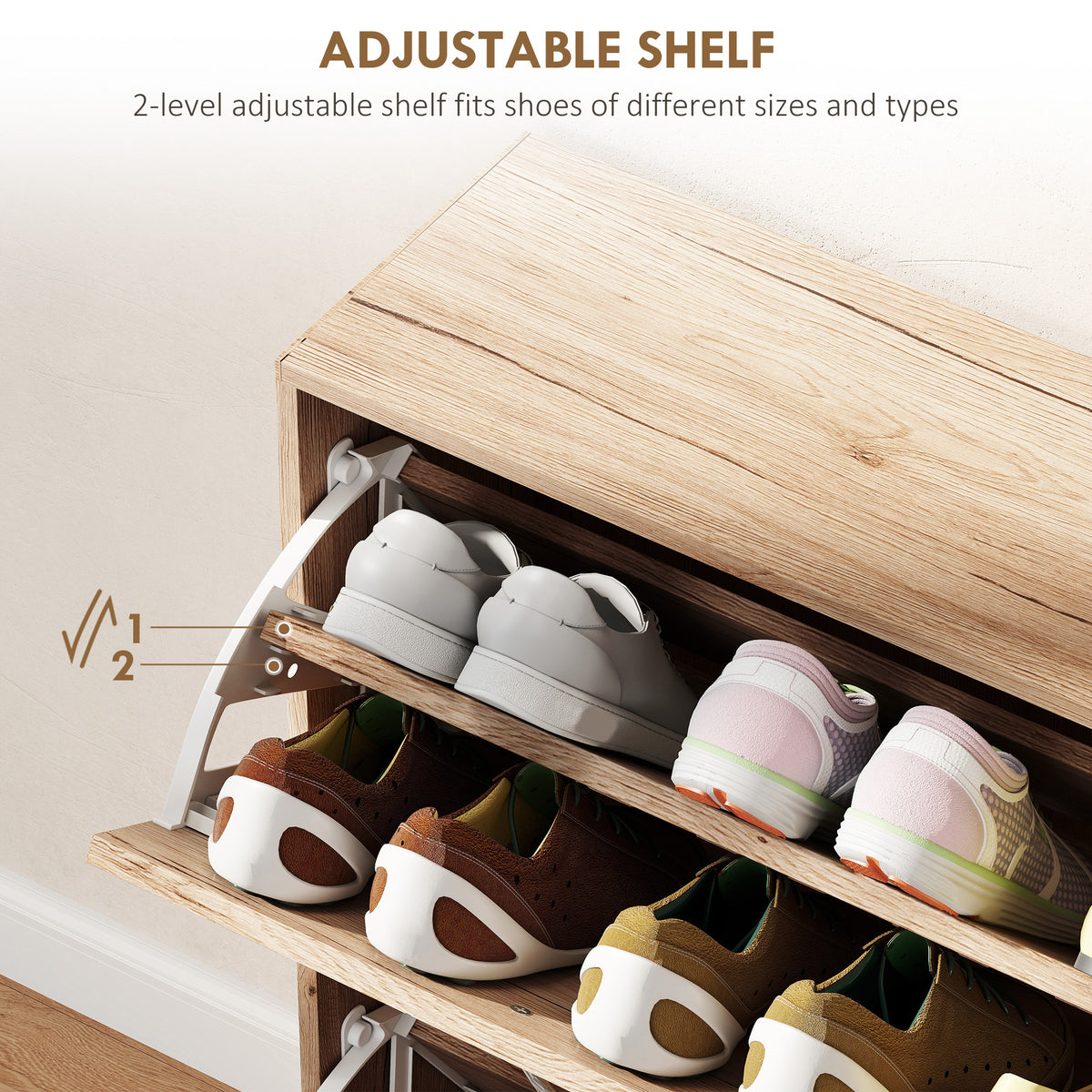Shoe Storage Cabinet with 3 Flip Drawers, Narrow and Slim, 12 Pair of Shoes Organizer for Hallway, Entryway