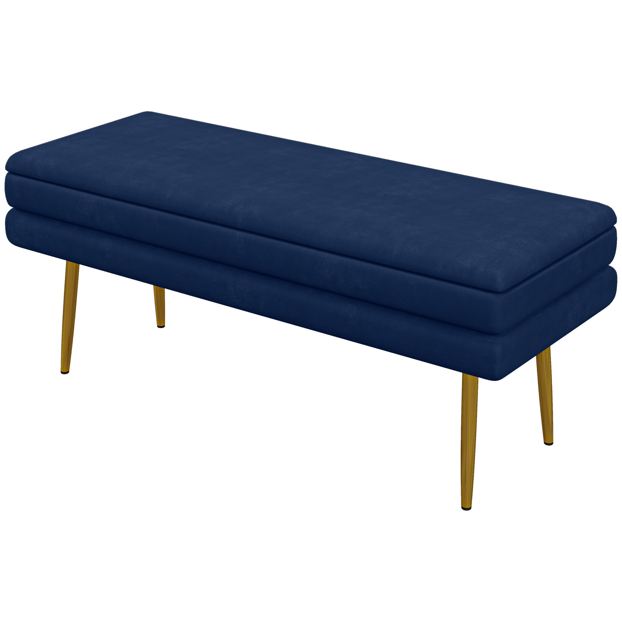 39" Storage Ottoman, Velvet End of Bed Bench with Steel Legs, Foot Stool with Storage for Bedroom, Living Room