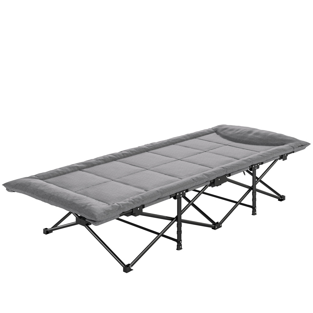 Camping Cot for Adults with Padded Cushion, 31.5" Wide Folding Bed with Carry Bag and Non-Slip Feet, Black