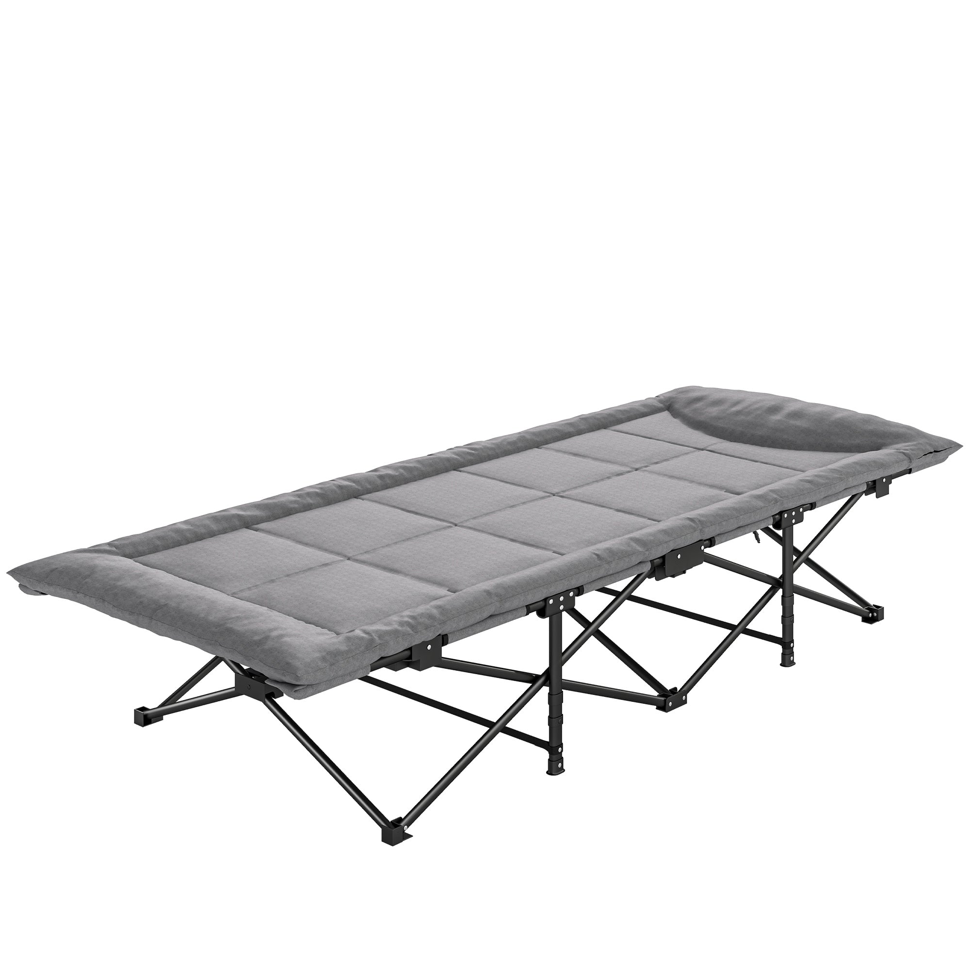 Camping Cot for Adults with Padded Cushion, 31.5" Wide Folding Bed with Carry Bag and Non-Slip Feet, Black