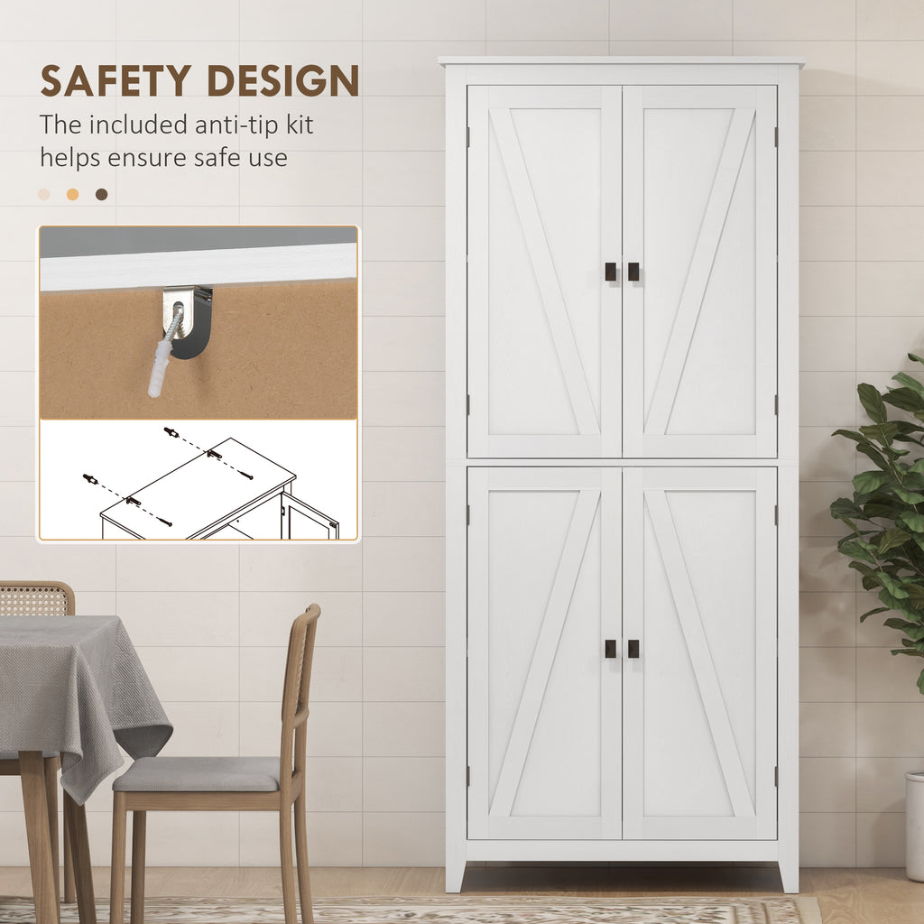 72" Freestanding Storage Cabinet, Kitchen Pantry Cabinet with Doors and Shelves for Dining Room, White