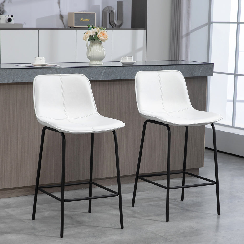 Bar Stools Set of 2, Upholstered Counter Height Bar Chairs, Kitchen Stools with Steel Legs