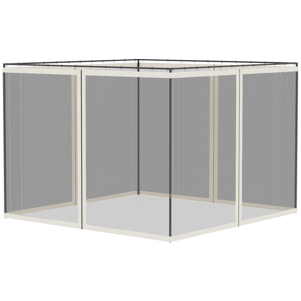 Replacement Mosquito Netting for Gazebo 10' x 12' Black Screen Walls for Canopy with Zippers, White