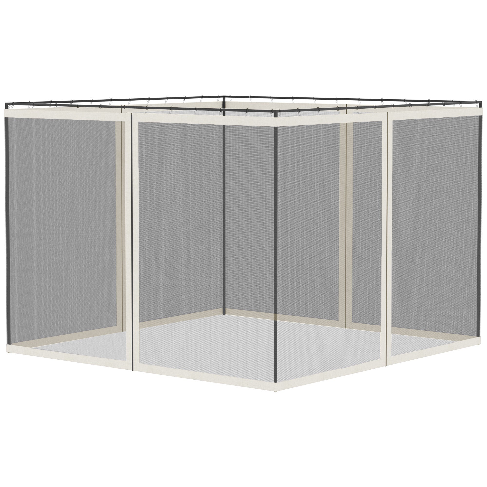 Replacement Mosquito Netting for Gazebo 10' x 12' Black Screen Walls for Canopy with Zippers, White