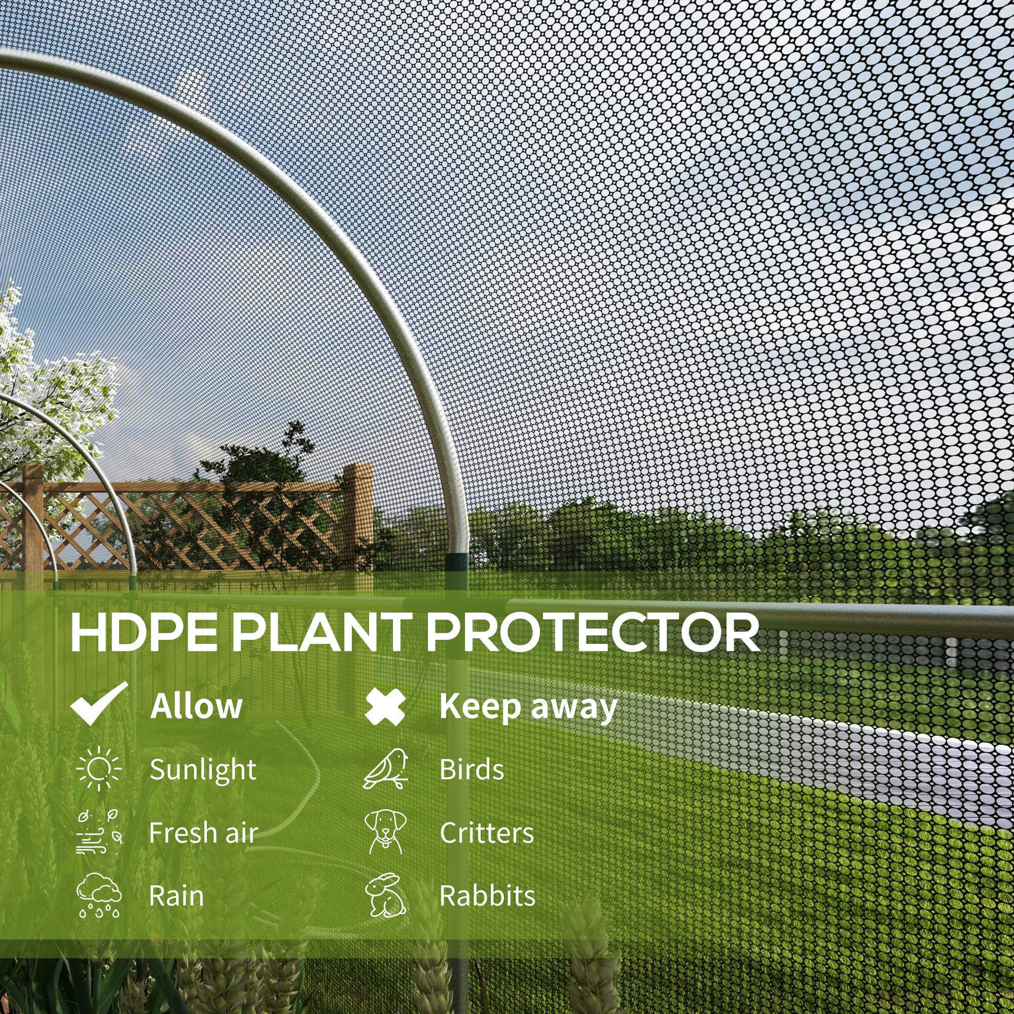 Galvanized Steel Crop Cage, Plant Protection Tent with Zippered Door, 4' x 4', Green