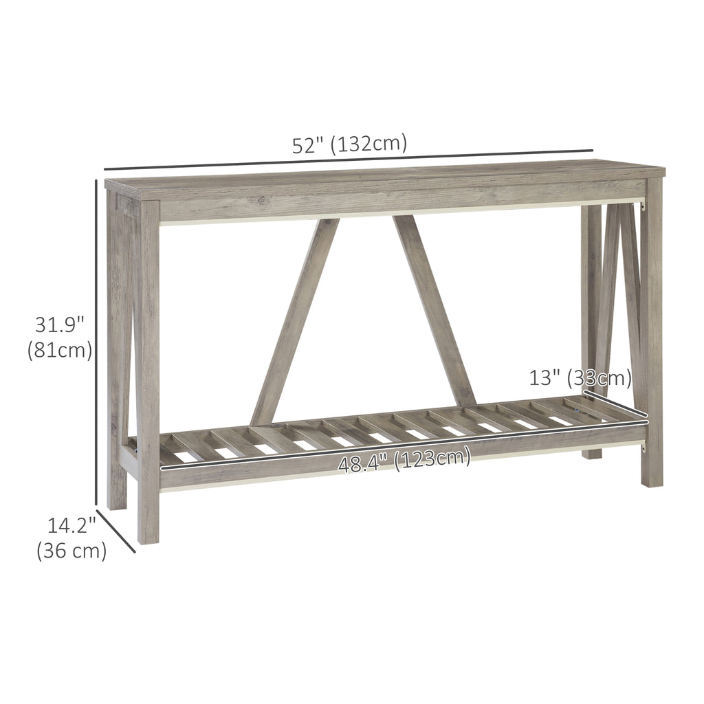 Farmhouse Entryway Table, Rustic Console Table with Storage Shelf for Living Room and Hallway, Distressed Grey