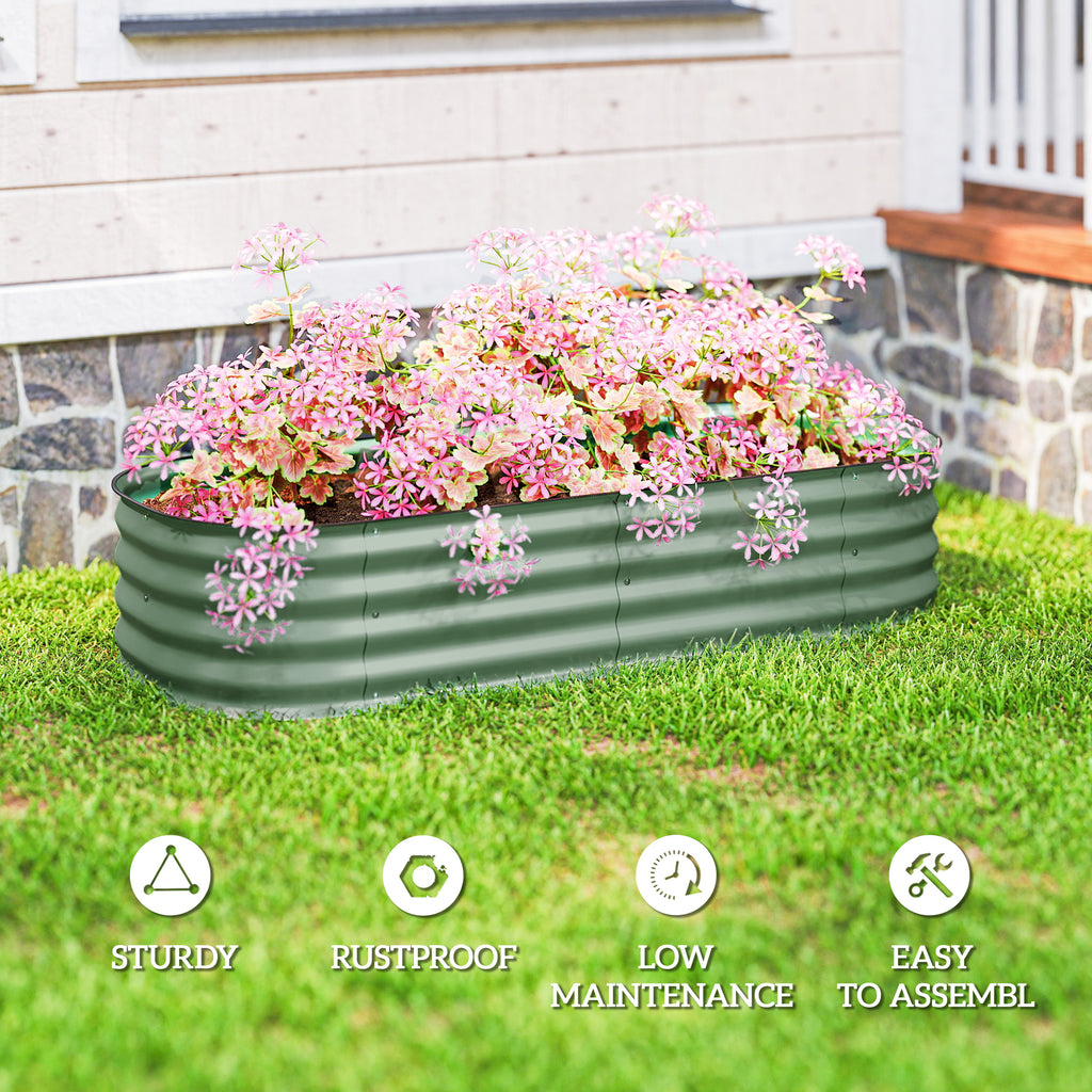 4.9 x 2 x 1ft Galvanized Raised Garden Bed Kit, Metal Planter Box with Safety Edging, Black