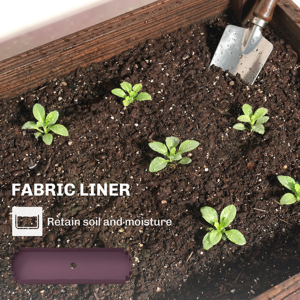 2-Tier Wooden Raised Garden Bed with Legs, 23.6" x 9.8" x 27.6" Elevated Planter Box with Drainage Holes and Bed Liner