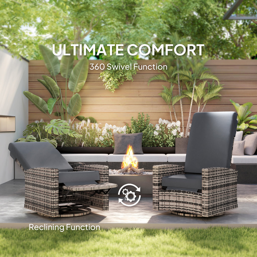 Outdoor Rattan Wicker Lounge Chair with Footrest & Soft Cushion for Patio, Garden, Backyard, Grey
