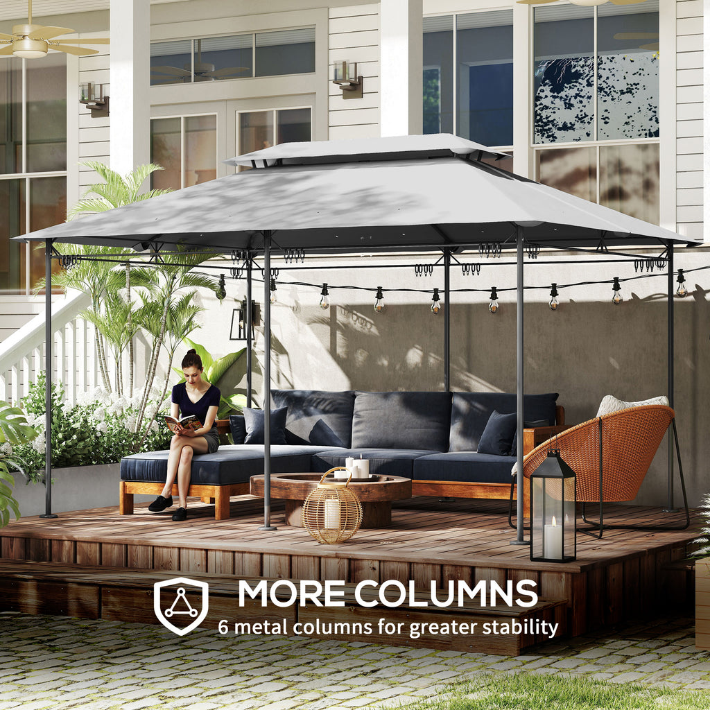10' x 13' ድርብ ጣሪያ ዘለዎ ፓትዮ ጋዜቦ፣ ምስ መጋረጃታት ዝተዳለወ ደገዊ ጋዜቦ፣ ንኣታኽልቲ፣ ሳዕሪ፣ ድሕሪ ቤትን ዴክን፣ ጸሊም ቡናዊ