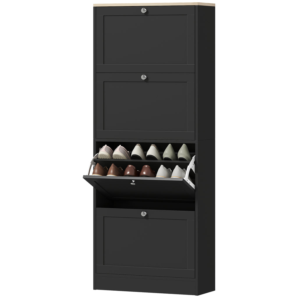 ናይ ዘመናዊ ጫማ መዕቀሲ ካቢኔት ምስ 4 ዝምለሱ መሳልባትን ዝተቐየሩ መደርደሪታትን፣ ን18-24 ጥንዲ ጫማ ዝኽእል ካቢኔት፣ ጻዕዳ