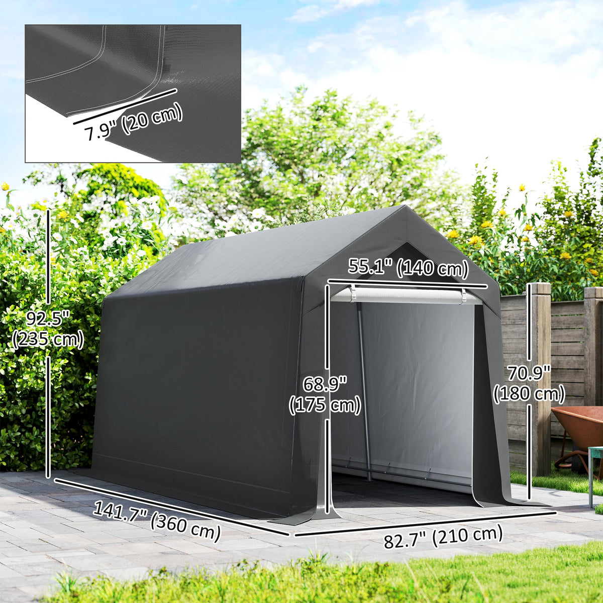 10' x 10' ደጋፊ መኪና ሓደ ኣብ ወጻኢ መደበር መደበር ብሮል-ኣፕ ዝኾነ መደበር ንሞተርሳይክል፣ ብስክሌት፣ ኣትክልቲ መሳርሒታት፣ ጸሊም ግራጫ