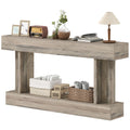 63 Inch Long Console Table, Vintage Narrow Entryway Table with Storage Shelf for Living Room and Hallway, Light Brown