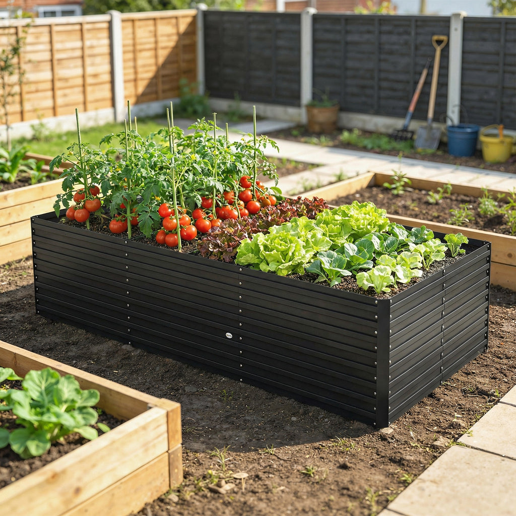 8' x 4' x 2' Raised Garden Bed, Galvanized Planter Box for Growing Flowers, Herbs and Vegetables, Green