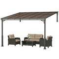 11' x 10' Outdoor Pergola, Wall Mounted Hardtop Lean-to Gazebo with Polycarbonate Roof and Metal-Aluminium Frame