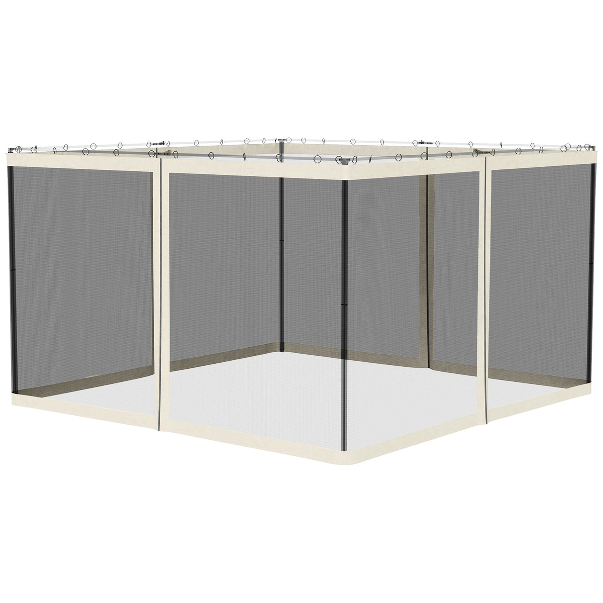 Replacement Mosquito Netting for Gazebo 10' x 12' Black Screen Walls for Canopy with Zippers, White