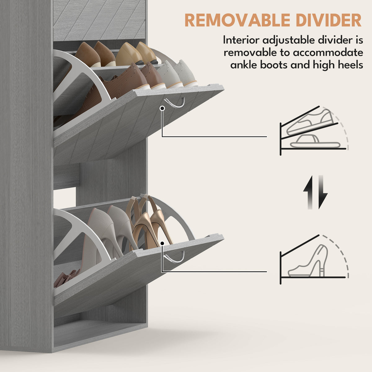 Shoe Storage Cabinet with 3 Flip Drawers, Narrow and Slim, 12 Pair of Shoes Organizer for Hallway, Entryway