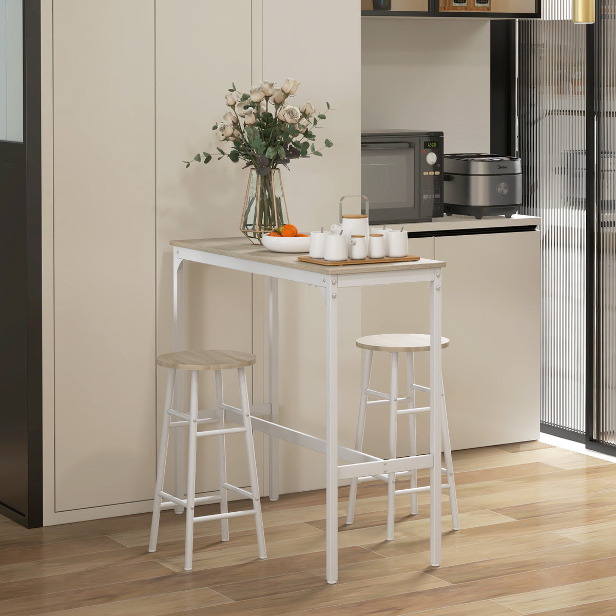 3-Piece Counter Height Bar Table and Chairs, Dining Table and Chairs Set for 2, Pub Table and Chairs