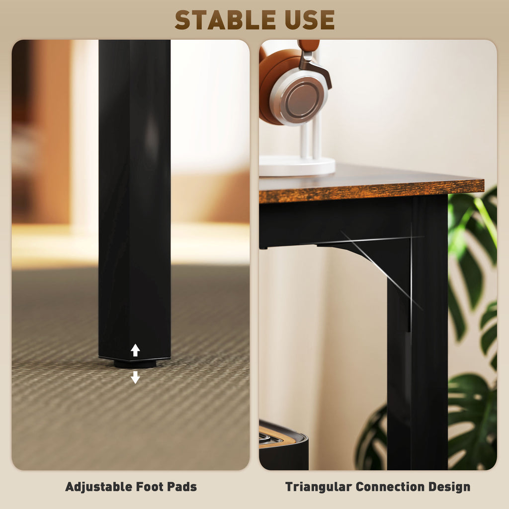 71" Computer Desk, Desktop Desk with Metal Legs, Rustic Brown