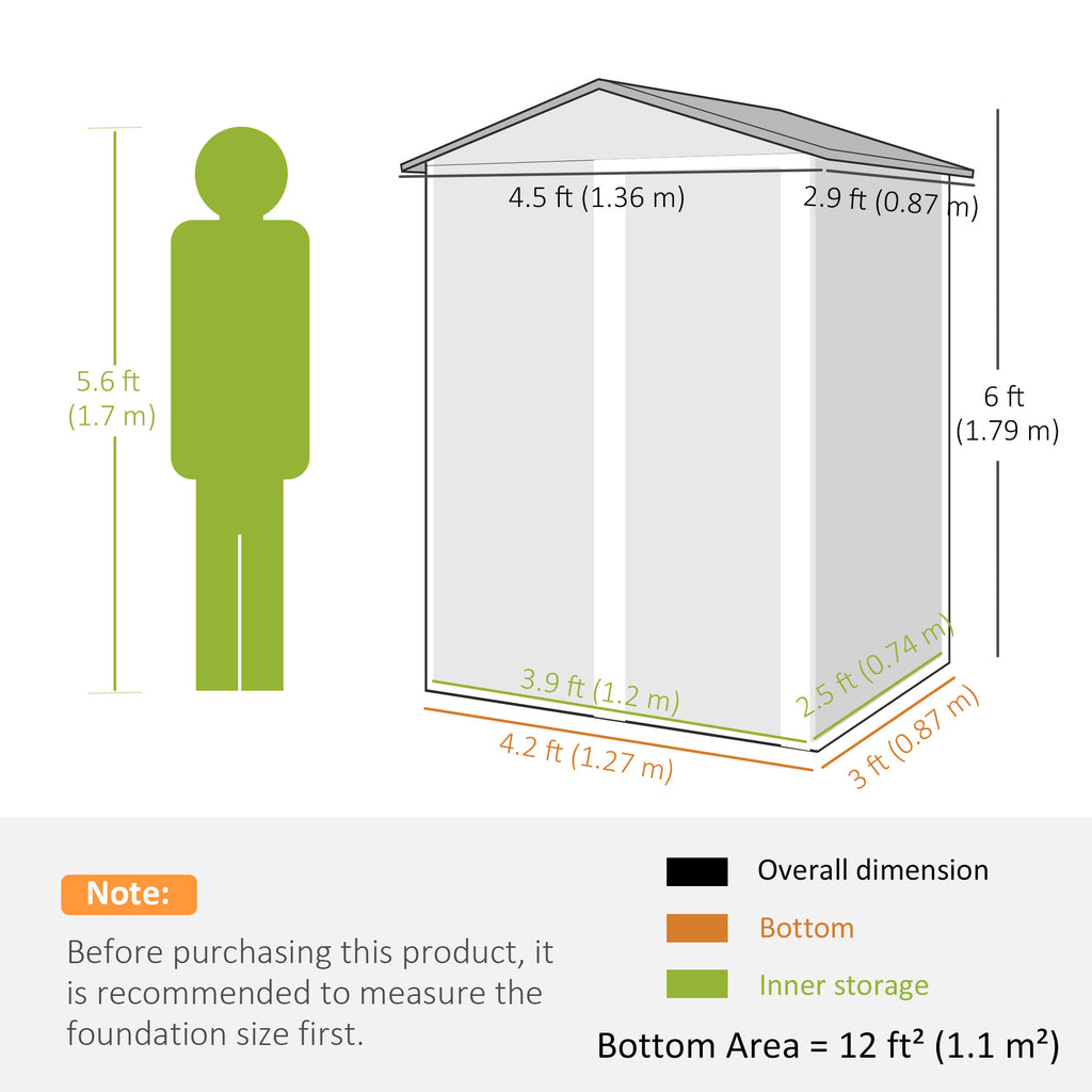 4.5 x 3 ጫማ ደገኛ መደርደሪ ቤት፣ ውሃ ዘልሎ ዘይኣቱ ብረታዊ ኣታኽልቲ መደርደሪ ቤት ብምዕጻው ዝኽፈት ማዕጾ ዘለዎ ንድሕሪ ቤት፣ ንግዳም ቦታ፣ ንሳዕሪ፣ ጸሊም ግራጫ