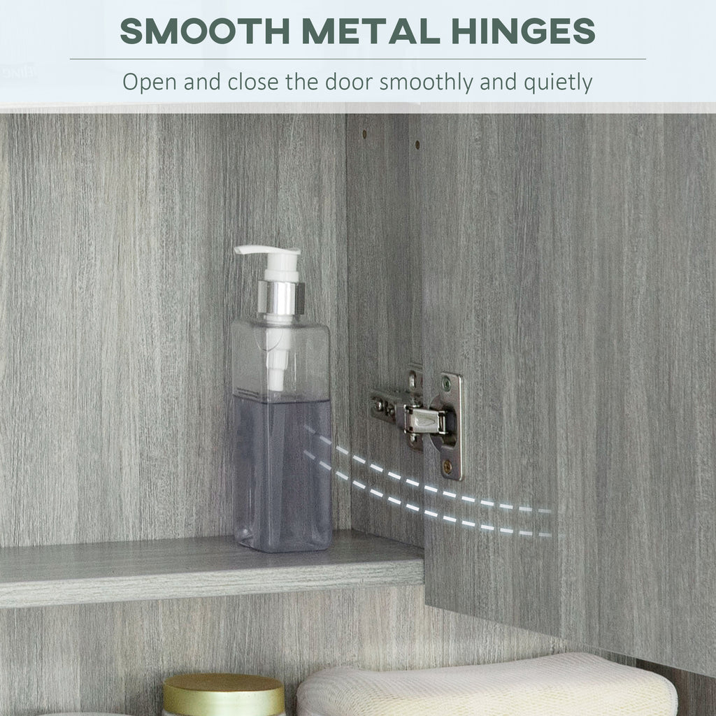 Wall Mounted Bathroom Medicine Cabinet with Mirror and Adjustable Shelves, Grey
