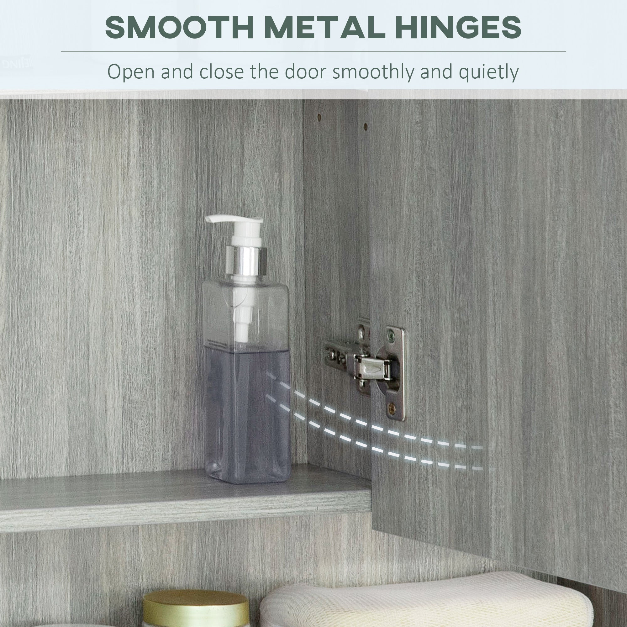 Wall Mounted Bathroom Medicine Cabinet with Mirror and Adjustable Shelves, Grey