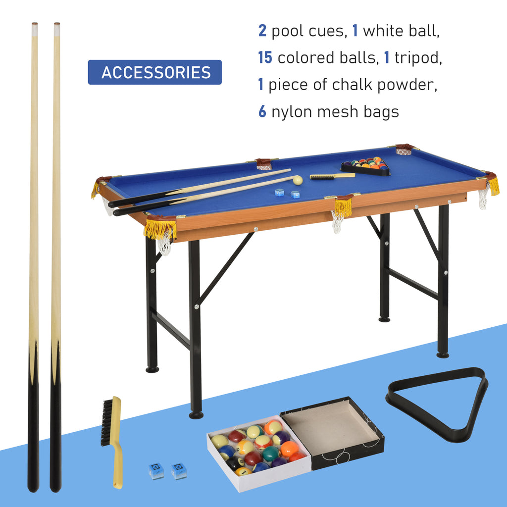 Soozier 55" Mini Pool Table Portable Billiard Table Includes Cues, Ball, Chalk, Rack, Green