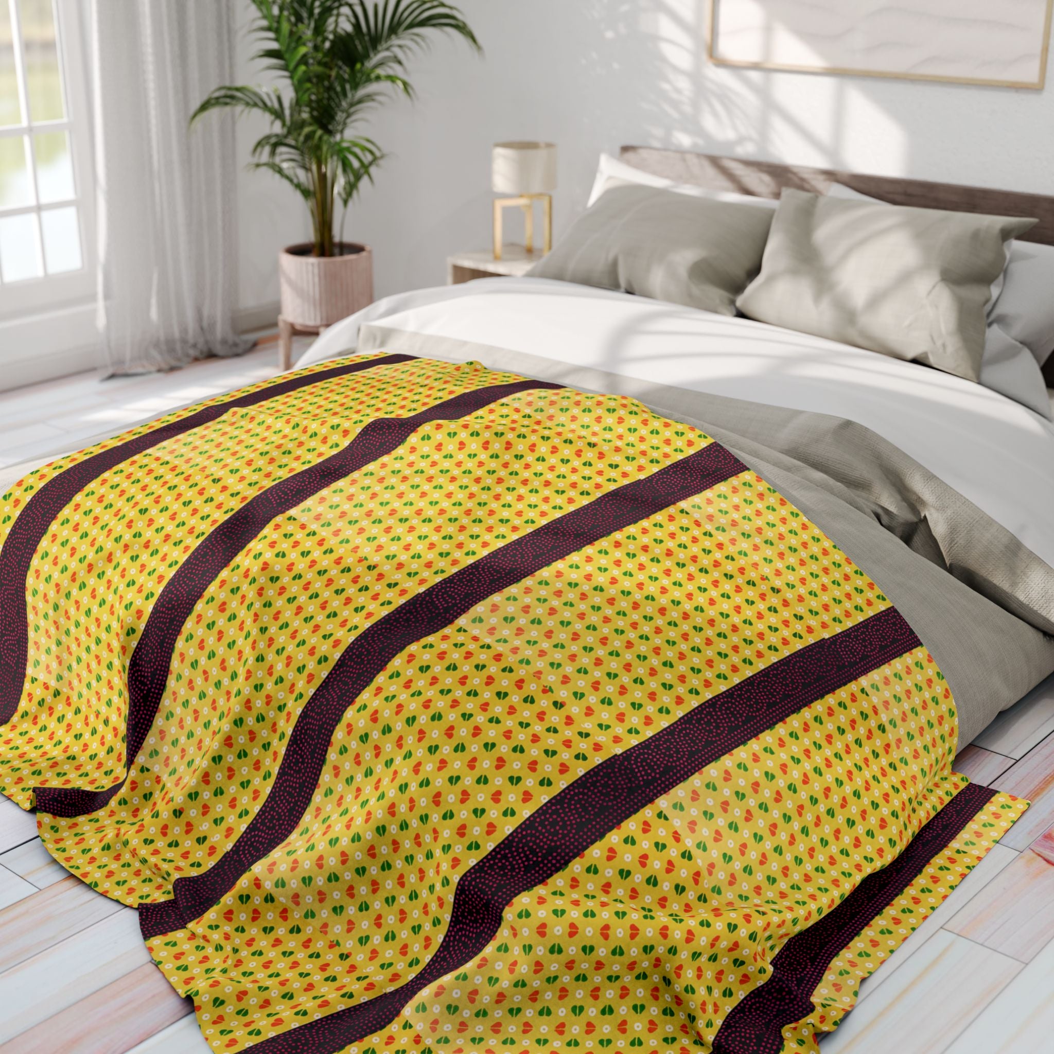 Arctic Fleece Blanket — Yellow Stripe Cozy Throw