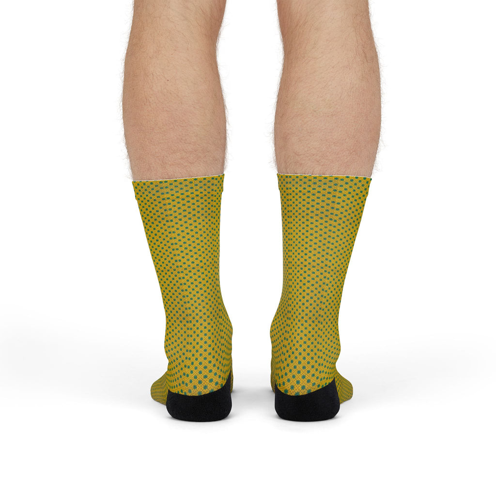 Yellow Dotted Sublimation Crew Socks – Lightweight Athletic Crew Socks