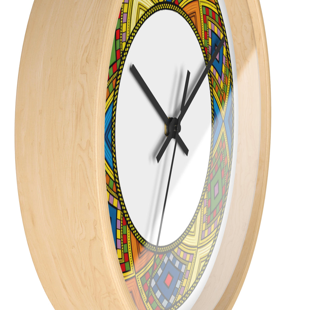 Bohemian Geometric Wall Clock — Colorful Tribal Pattern Clock