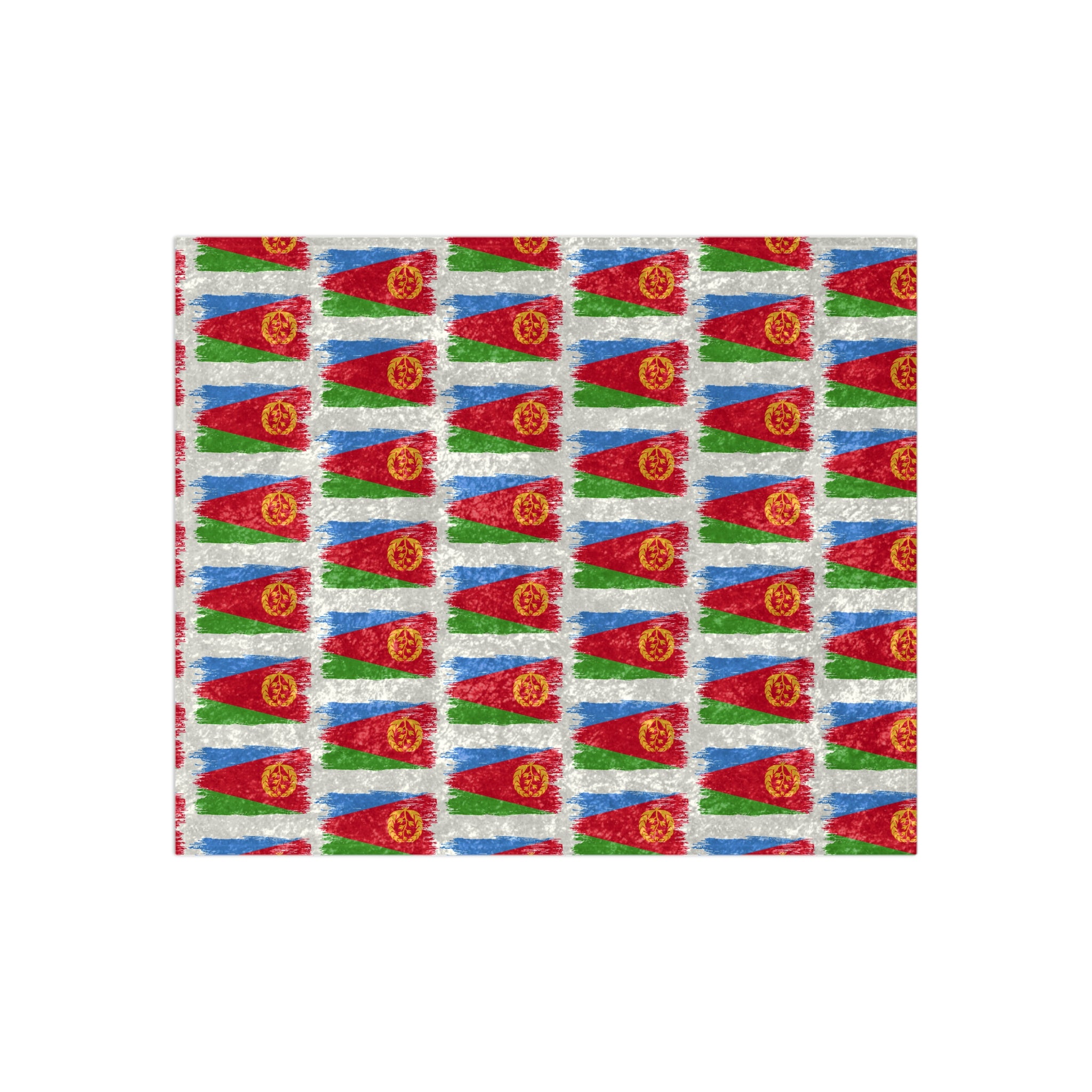 Crushed Velvet Blanket — Festive Red & Green Pennant Pattern Throw