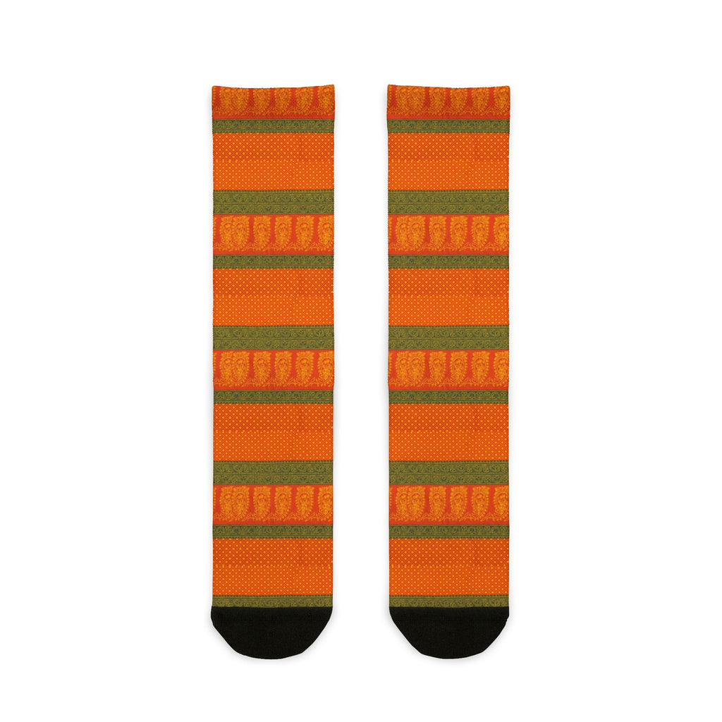 Orange Striped Crew Socks — Bright Fall Accent Socks