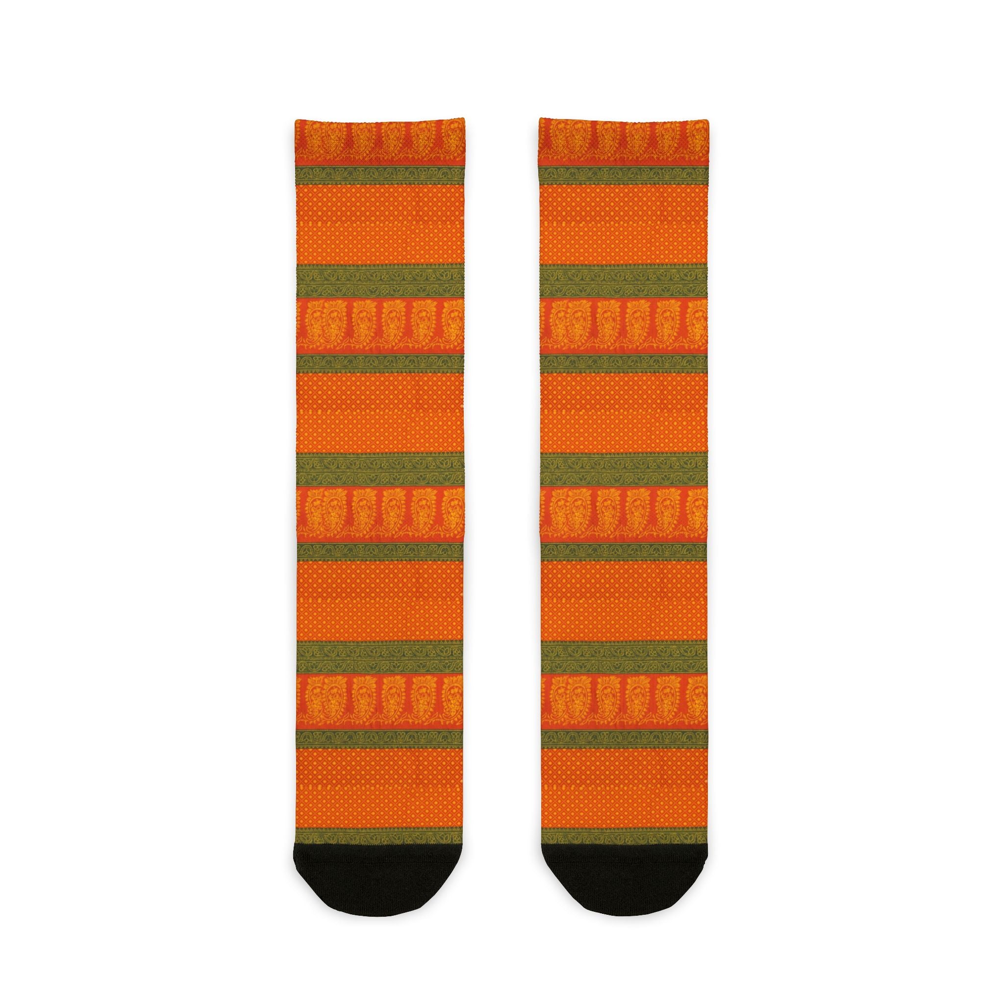 Orange Striped Crew Socks — Bright Fall Accent Socks