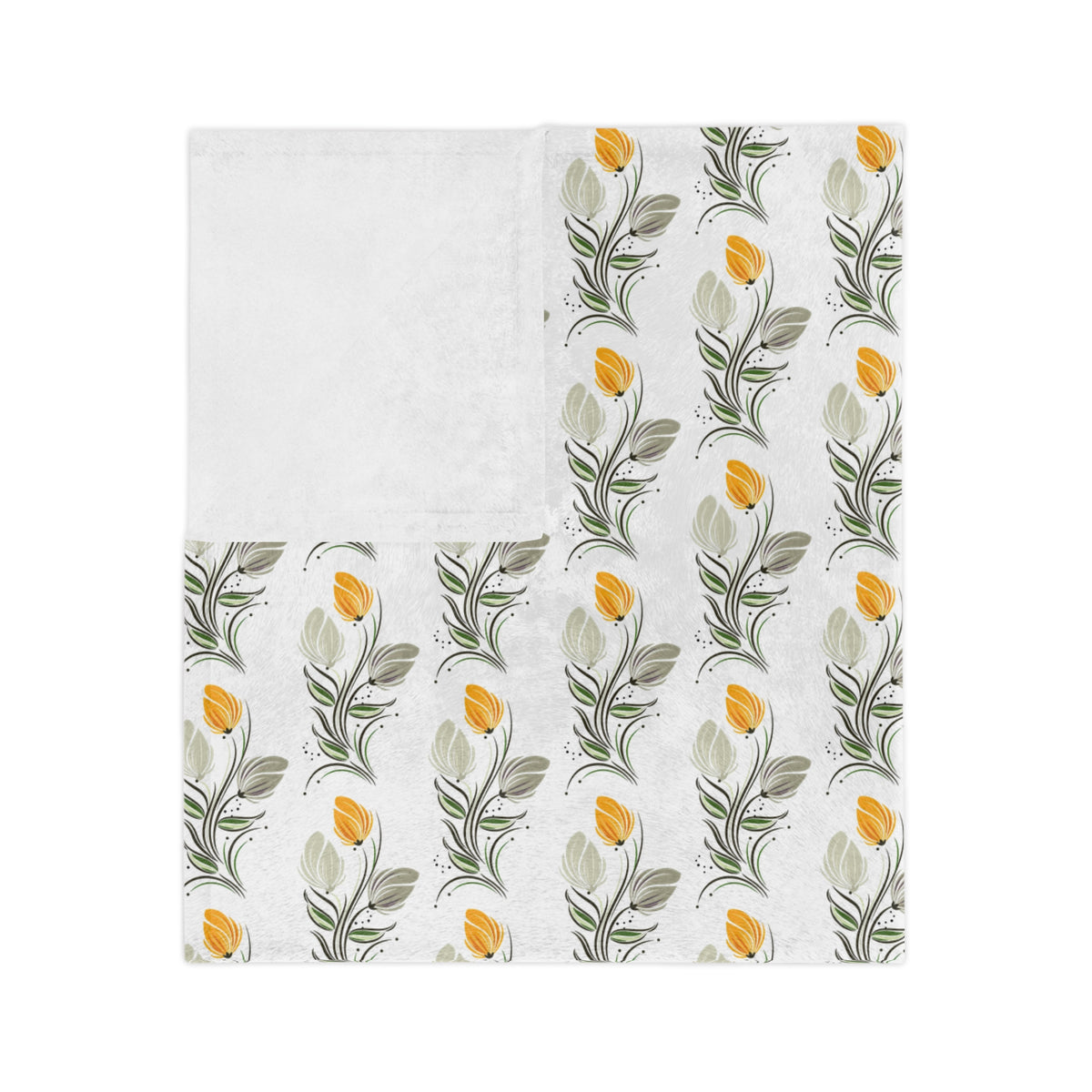 Floral Lemon Pattern Velveteen Throw Blanket