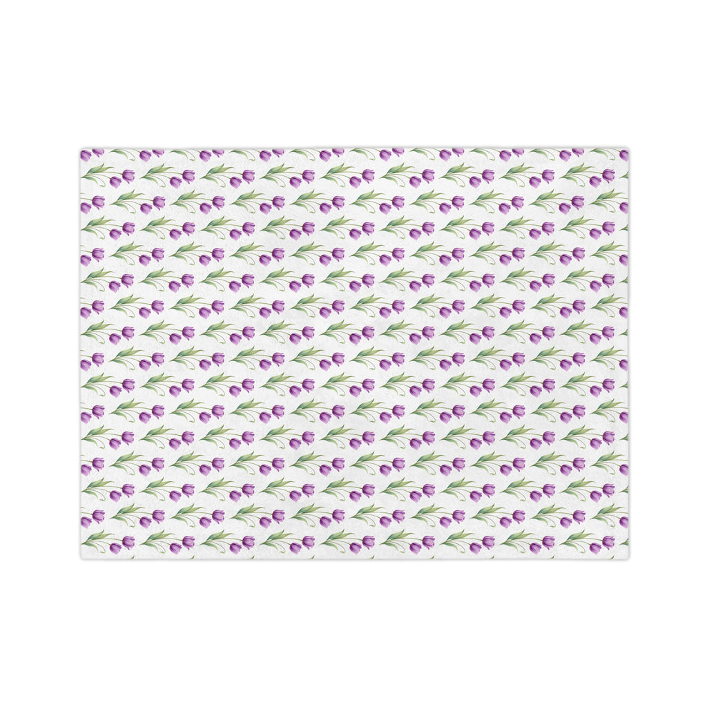 Floral Tulip Microfiber Blanket — Purple Tulip Pattern Throw