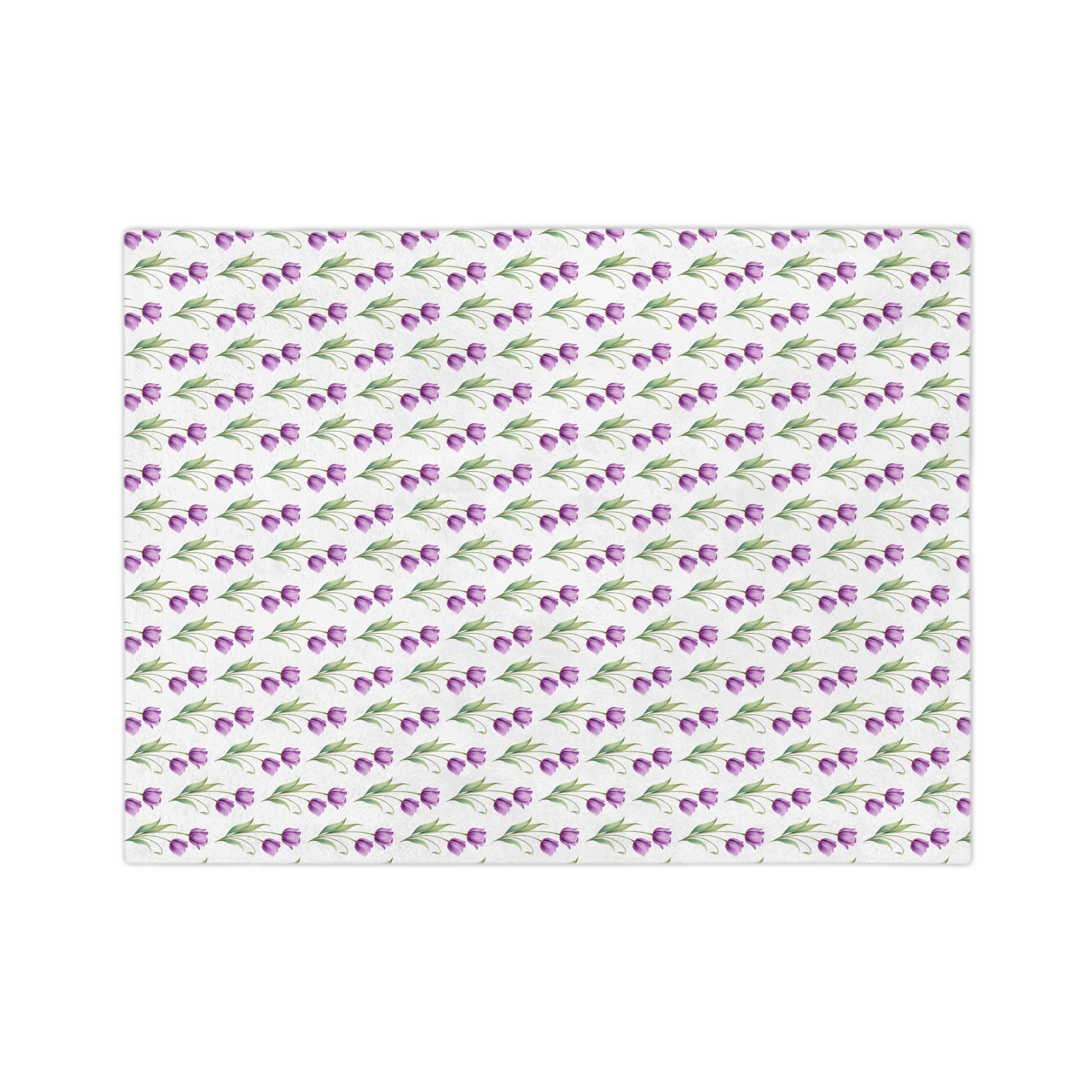 Floral Tulip Microfiber Blanket — Purple Tulip Pattern Throw