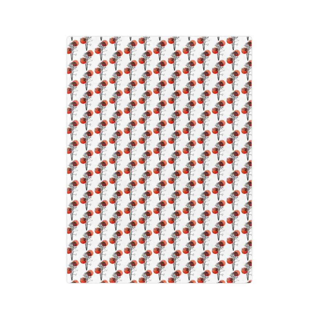 Velveteen Microfiber Blanket — Repeating Red Poppy Floral Pattern, Soft Cozy Throw for Home & Gifts