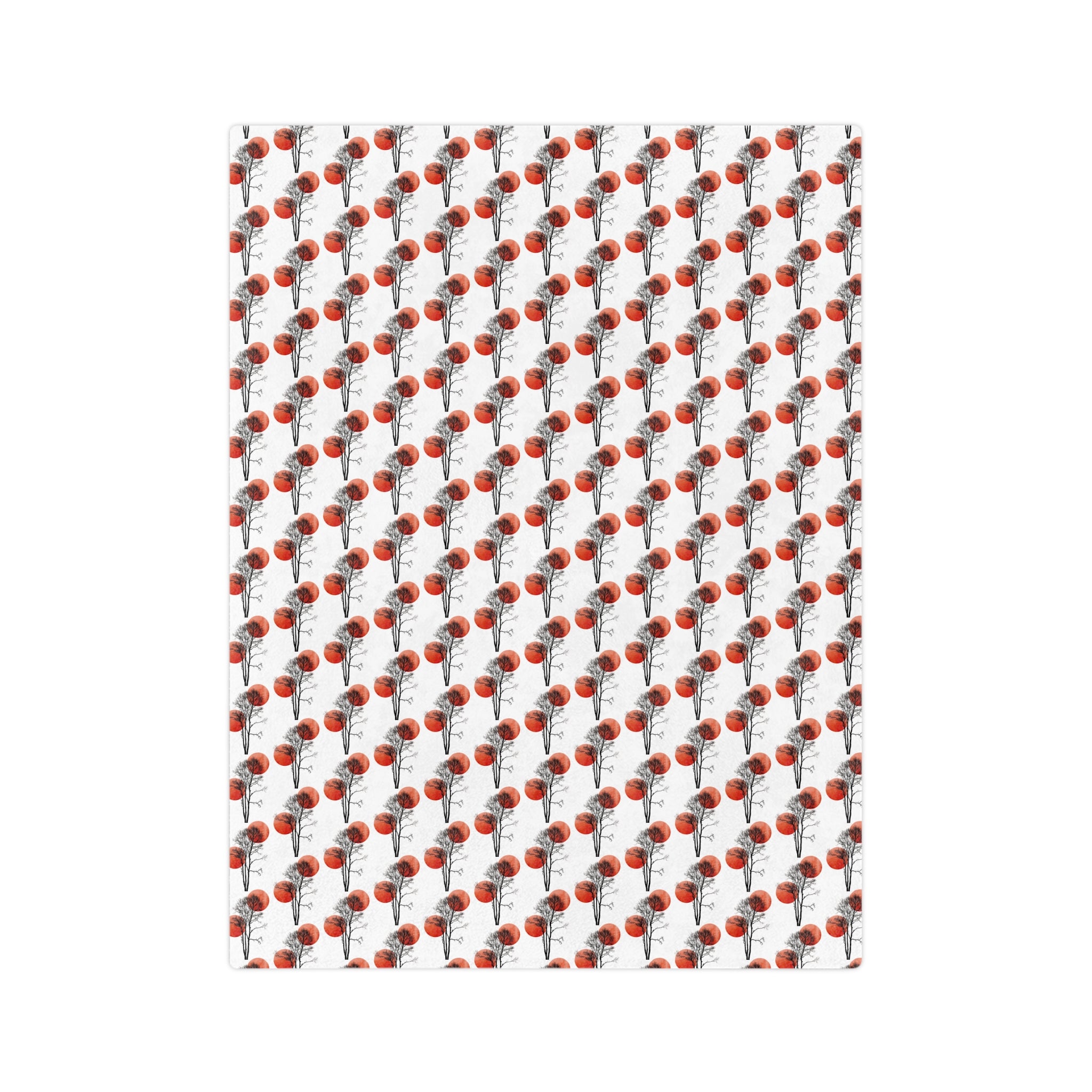 Velveteen Microfiber Blanket — Repeating Red Poppy Floral Pattern, Soft Cozy Throw for Home & Gifts