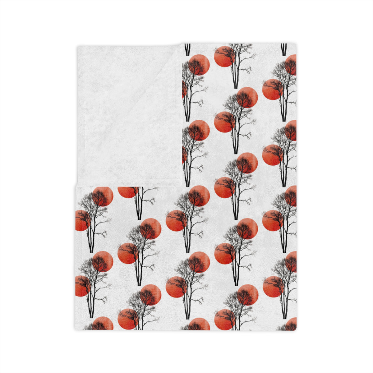 Velveteen Microfiber Blanket — Repeating Red Poppy Floral Pattern, Soft Cozy Throw for Home & Gifts